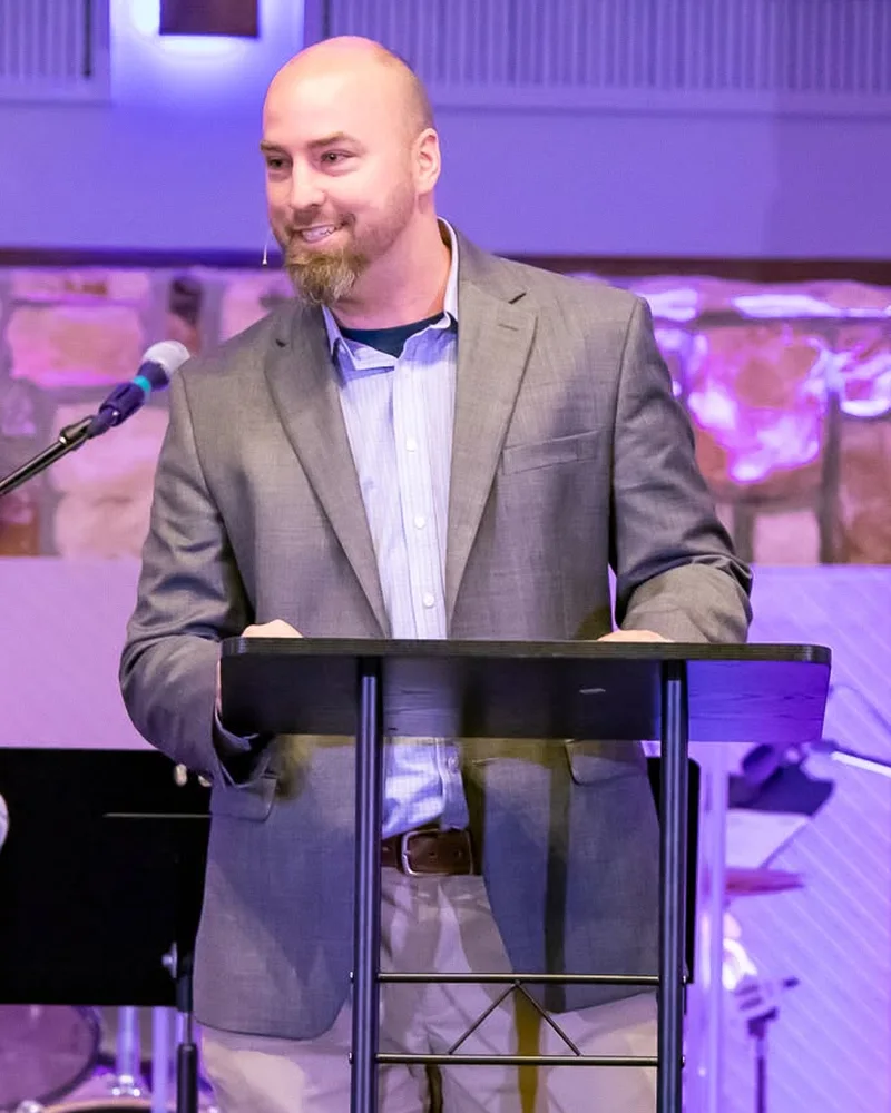 Pastor Andy Messick preaching at Gallipolis Christian Church