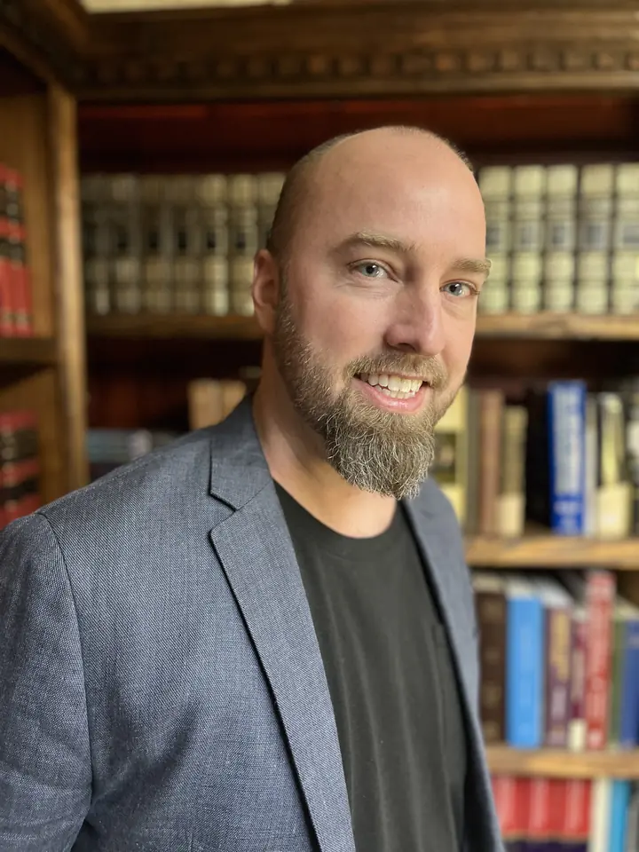 Pastor Andy Messick in his study